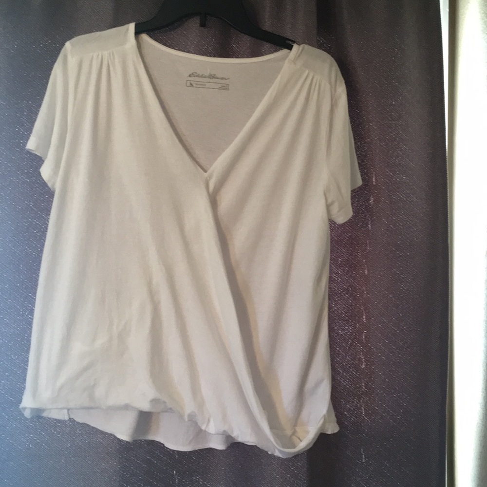 Eddie Bauer WHITE crossover cotton shirt